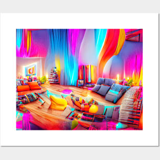 Colorful Living Room with Sofa Art Posters and Art